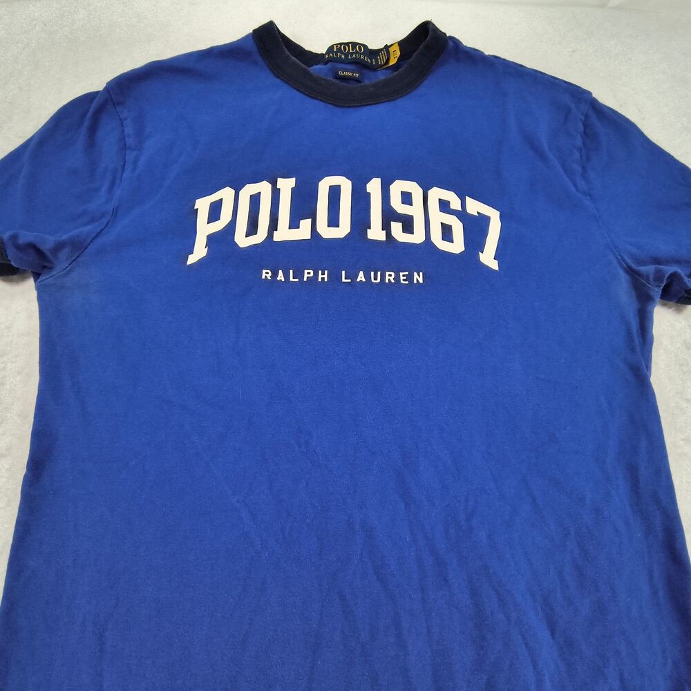 Polo Ralph Lauren 1967 Crew Neck Short Sleeve Shirt Mens Size Small S Blue